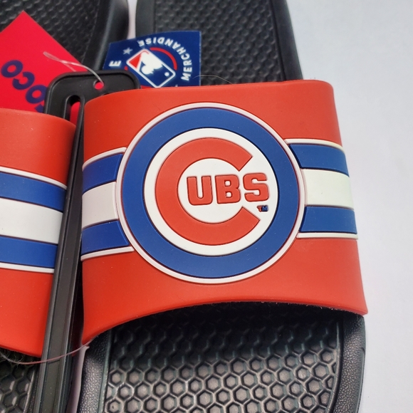 FOCO Chicago Cubs Stripe Raised Slide Sandals Men size 11-12 - Picture 3 of 9